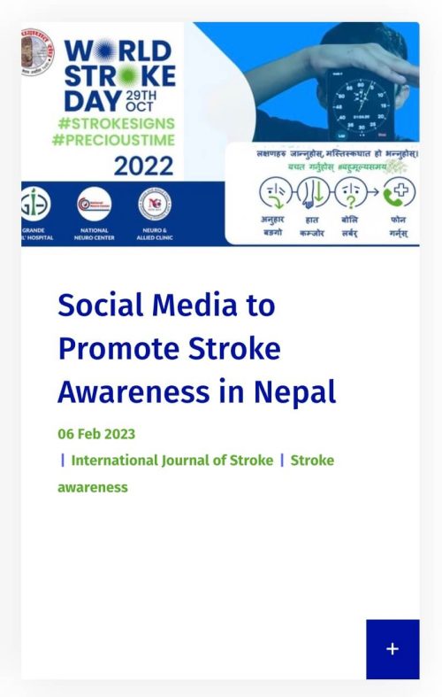International Journal of Stroke - Social Media to Promote Stroke Awareness in nepal